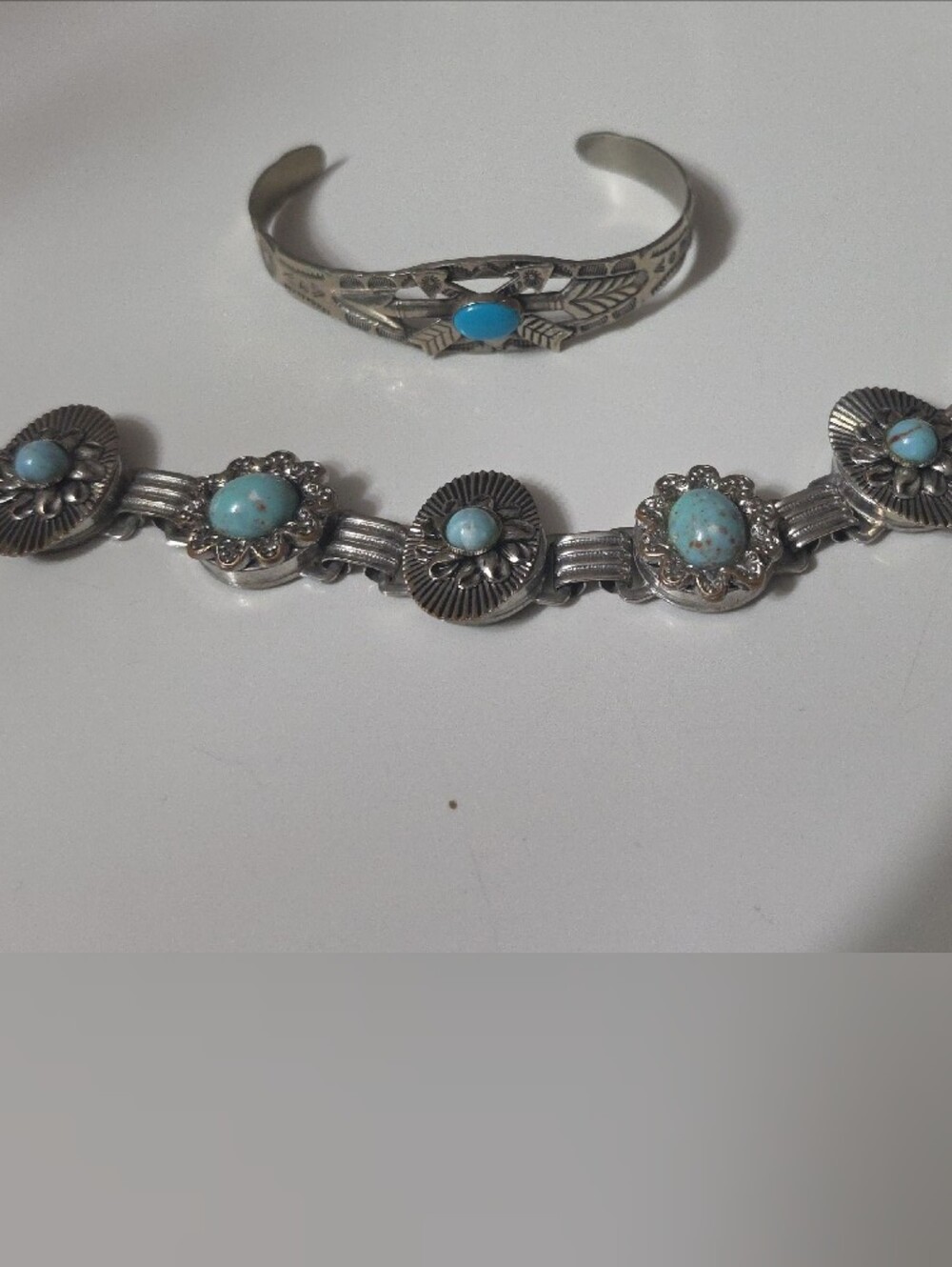 Source Unknown Turquoise Blue Stone Silver-Tone Bracelet and Cuff Set
